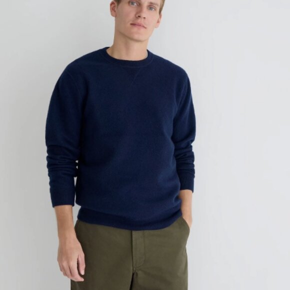 NWT J. Crew Wallace and Barnes Boiled Merino Wool Sweatshirt Men's Medium Navy - Picture 2 of 4